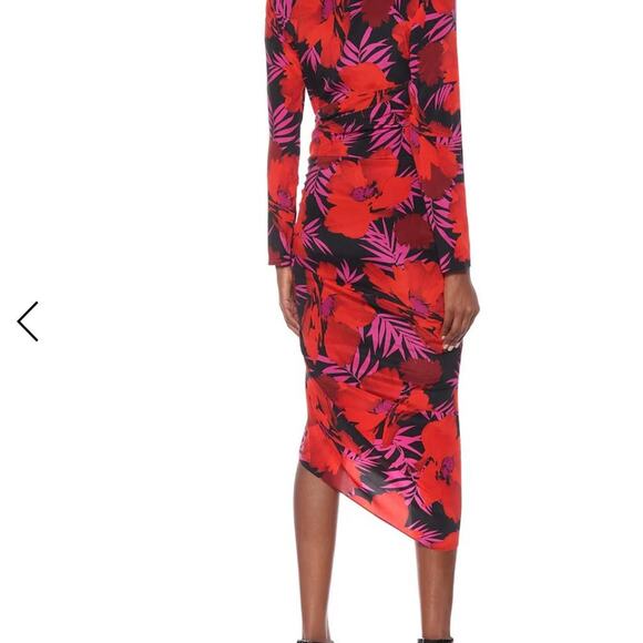 Veronica Beard Alvaro floral stretch-silk v neck midi dress in red size 6 - Picture 7 of 7